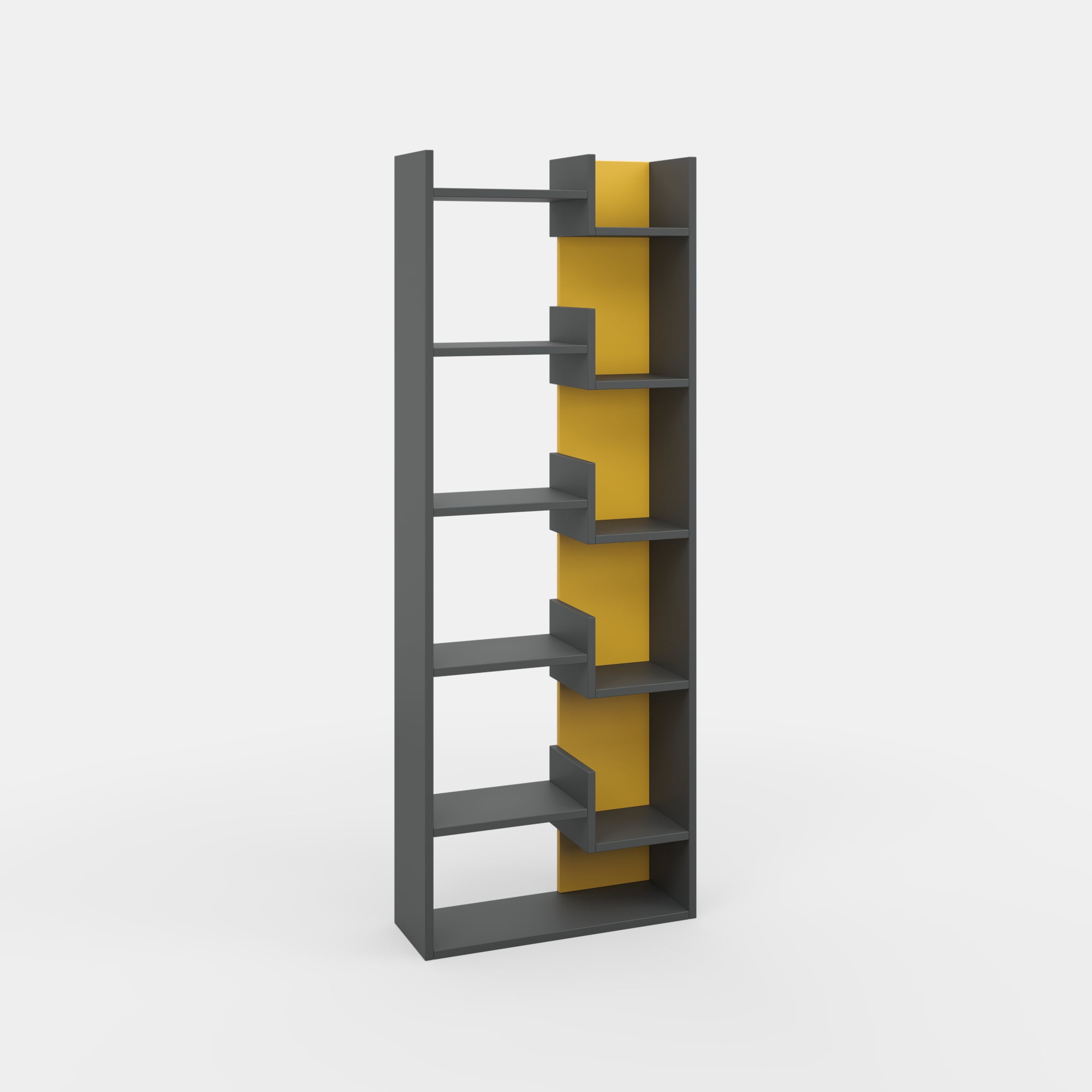 Ada Home Decor Bonaparte Multiple Tier Open Shelf Modern Bookcase, Anthracite/Mustard