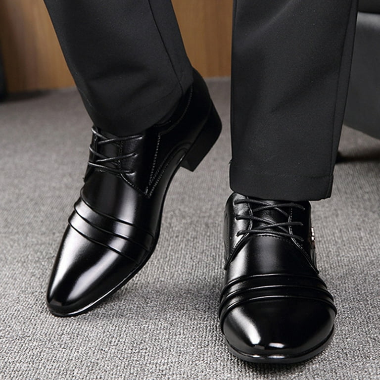 Men Lace Business Leather Shoes Casual Comfortable Wedding Shoe