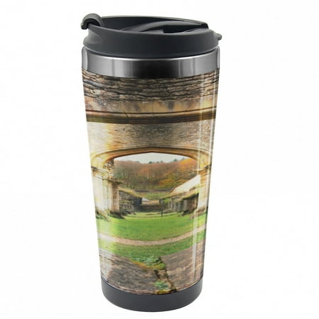 

Antique Travel Mug Autumn Ruins View Steel Thermal Cup 16 oz by Ambesonne