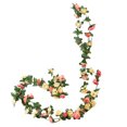 thumbnail image 1 of Guirnalda de flores artificiales de 2,5 m, realista, resistente a los rayos UV, de ratán, para bodas, fiestas, decoración colgante de simulación., 1 of 8