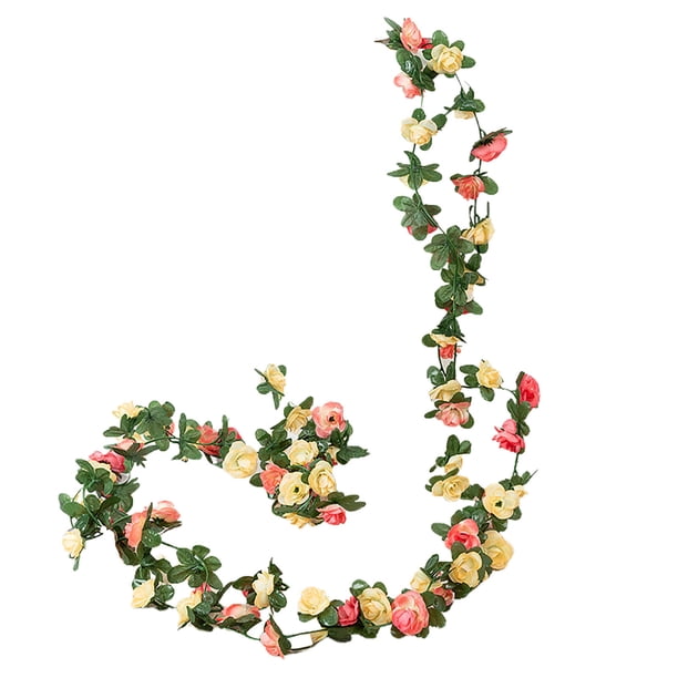 Guirnalda de flores artificiales de 2,5 m, realista, resistente a los rayos UV, de ratán, para bodas, fiestas, decoración colgante de simulación.