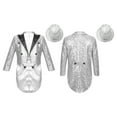 thumbnail image 6 of vastwit Boys Sequin Tailcoat Classic Fit Tuxedo Suit Jacket Dinner Party Show Swallow-Tailed Coat Silver-A 8, 6 of 7