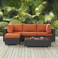 thumbnail image 3 of Modern Contemporary Urban Design Outdoor Patio Balcony Five PCS Sectional Sofa Set, Orange, Rattan, 3 of 6
