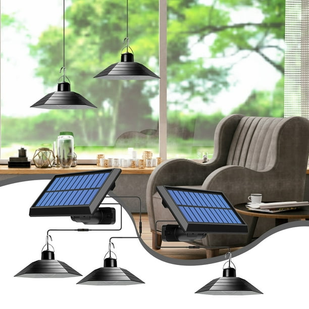 Solar Pendant Lamp With One Trailer And Two Dual Head Lamps, Solar Courtyard Lamp, Split Wall Lamp, Indoor And Outdoor Lighting, Street Lamp