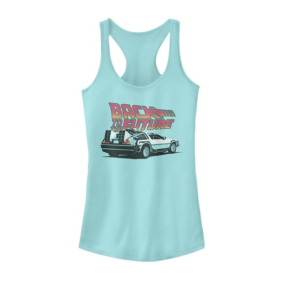Junior's Back to the Future DeLorean Bold Cartoon  Racerback Tank Top Cancun 2X Large