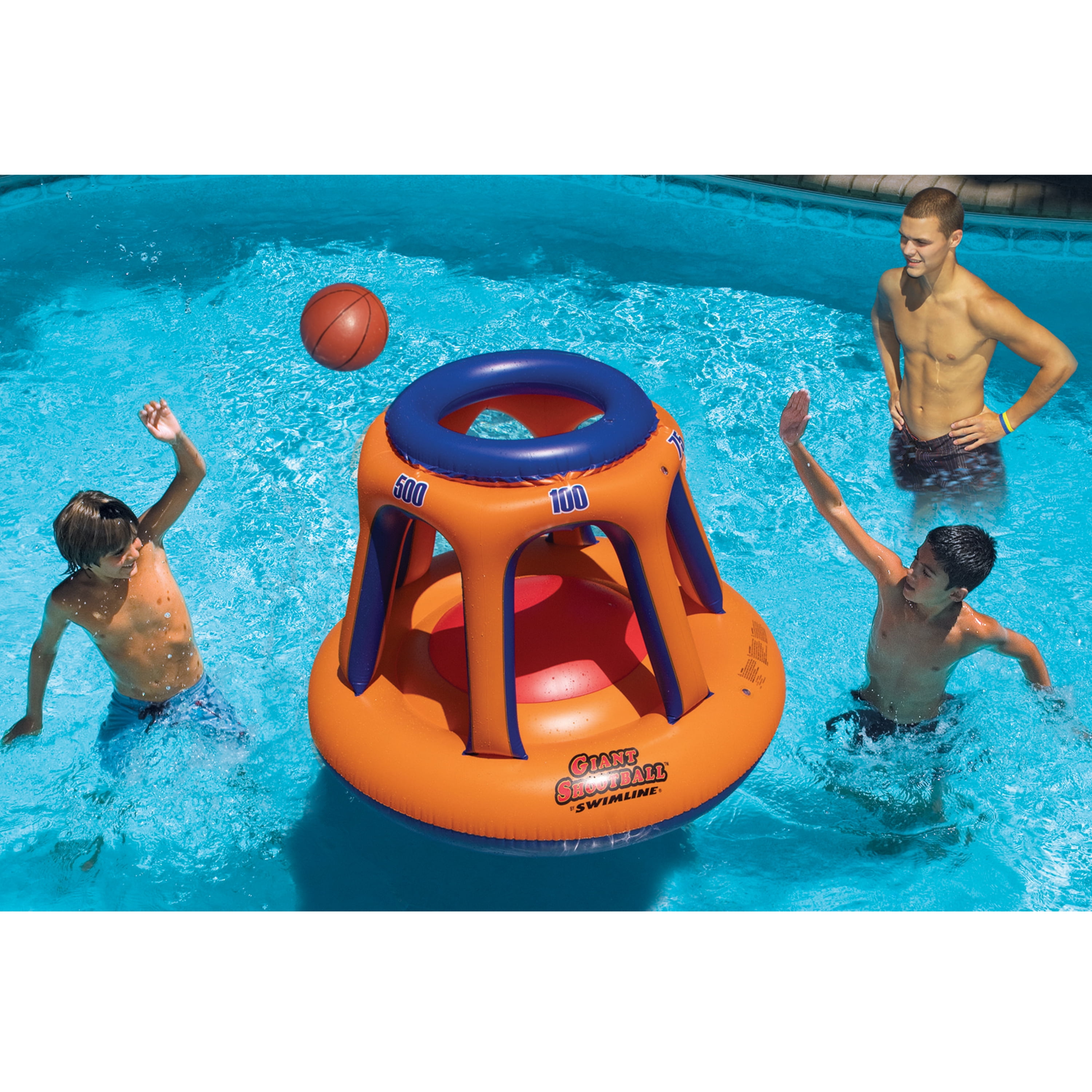 SWIMLINE Inflatable Pool Basketball Hoop Floating Or Poolside Game Giant Shootball Multiple Scoring Ports For Kids & Adults Swimming Splash Hoops With Water Basketball Pools Toy Outdoor Summer Hoops