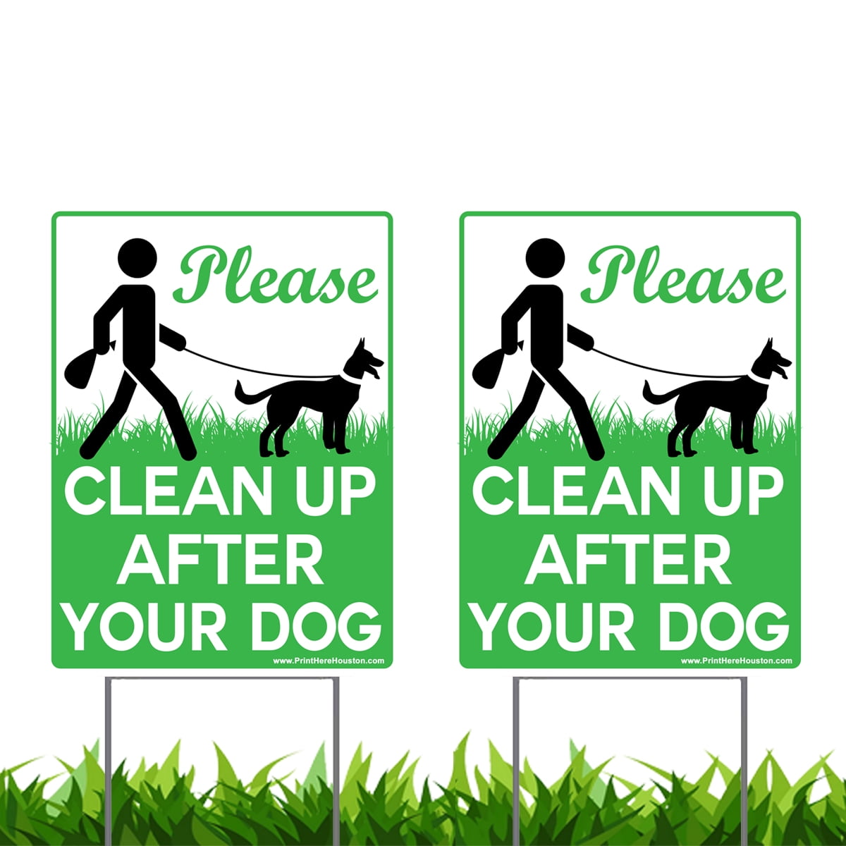 2PACK 9x12" Please Clean Up After Your Dog No Pooping Dog Lawn Signs