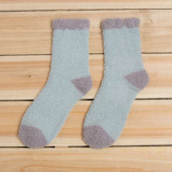 Sales 2026 Cozy Socks Under $2 GIJNRIUIUA Blue Crew Socks Ladies Towel Socks Coral Fleece Winter Warm Thickened Mid Tube Socks Sleep Socks Knee-High Socks