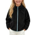 thumbnail image 2 of XYAIYT Fleeced Jackets for Girls Kids Stand Collar Zipper Up Thickened Coat Solid Color Outerwear Winter Casual, 2 of 5