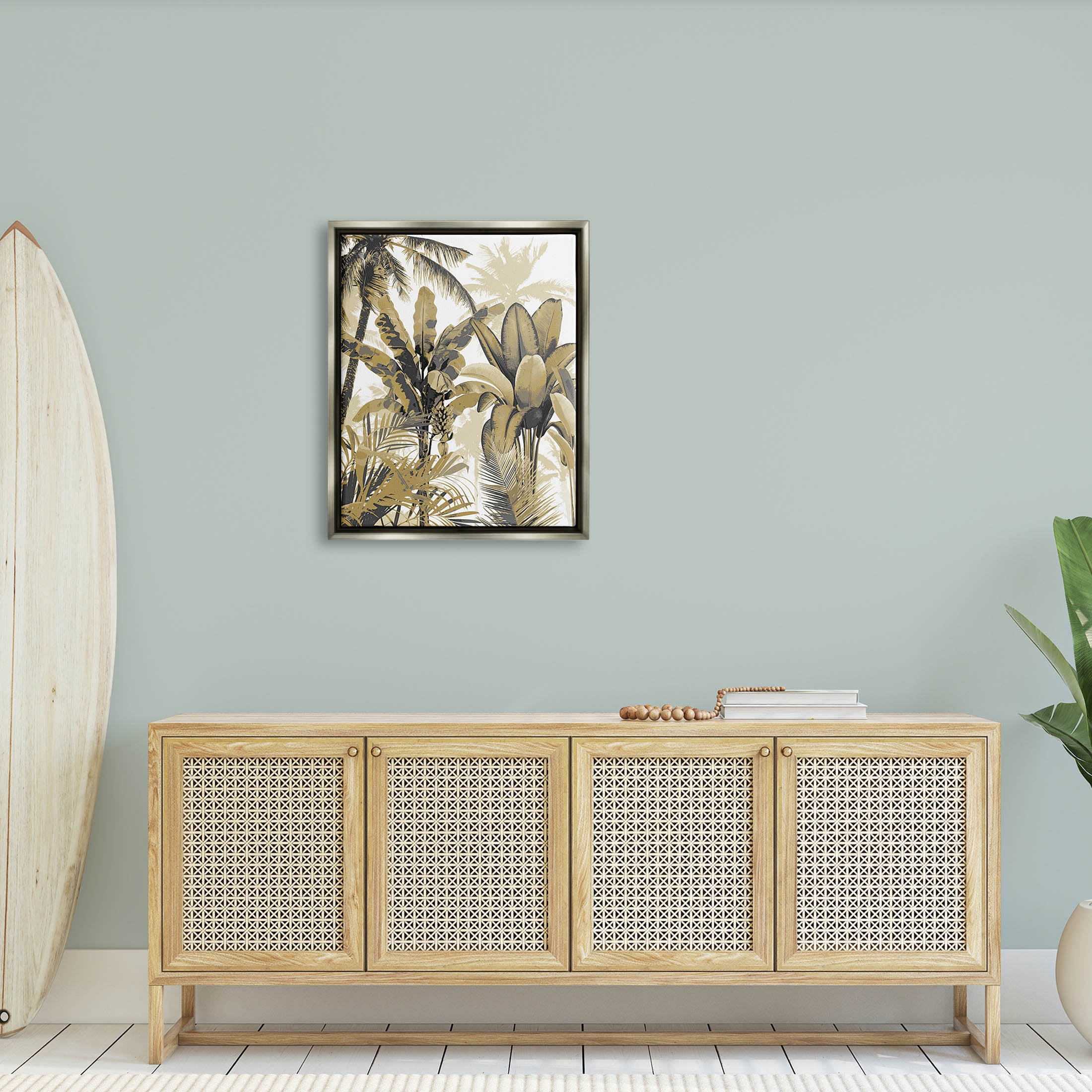 Tropical Varied Layered Palms Botanical & Floral Graphic Art Luster Gray Framed Art Print Wall Art