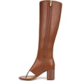 thumbnail image 4 of Franco Sarto Women's Odette Tall Thong Heeled Sandal Boot Cognac Brown 7M, 4 of 6