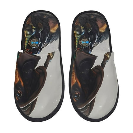 Balery Fantasy Wizard Dog Art Slient Indoor Furry Fleece Comfort House Shoes Soft Non-Slip Home Shoes Cotton slippers House Slippers-- Medium