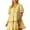 Yellow, variant on Women's Floral Print Puff Sleeve Tiered Babydoll Dress – V-Neck Color Block Trim Summer Beach Vacation Mini Dress Pink,L