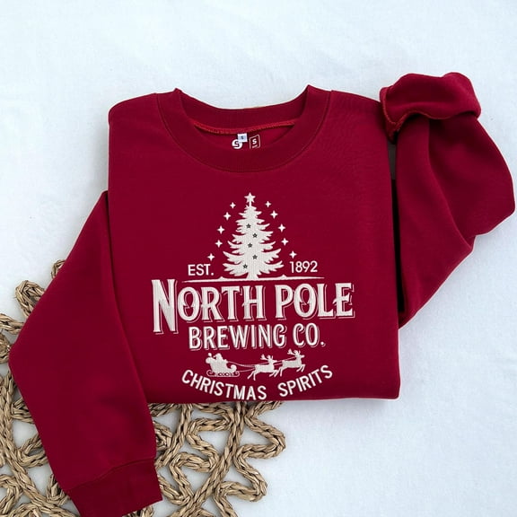 North Pole Brewing Co Embroidered Sweatshirt: Vintage Christmas Sweatshirt