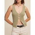 thumbnail image 5 of Yunliwuli Women Knit Tank Top, Sleeveless V Neck Solid Slim Fit Summer Vest Clubwear for Party, 5 of 9