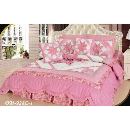 Dada Bedding Girly Girl Pink White Floral Stars Ruffles