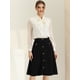 thumbnail image 2 of Falda a media pierna de trabajo formal con botones en la parte delantera para mujer Negro XL, 2 of 6
