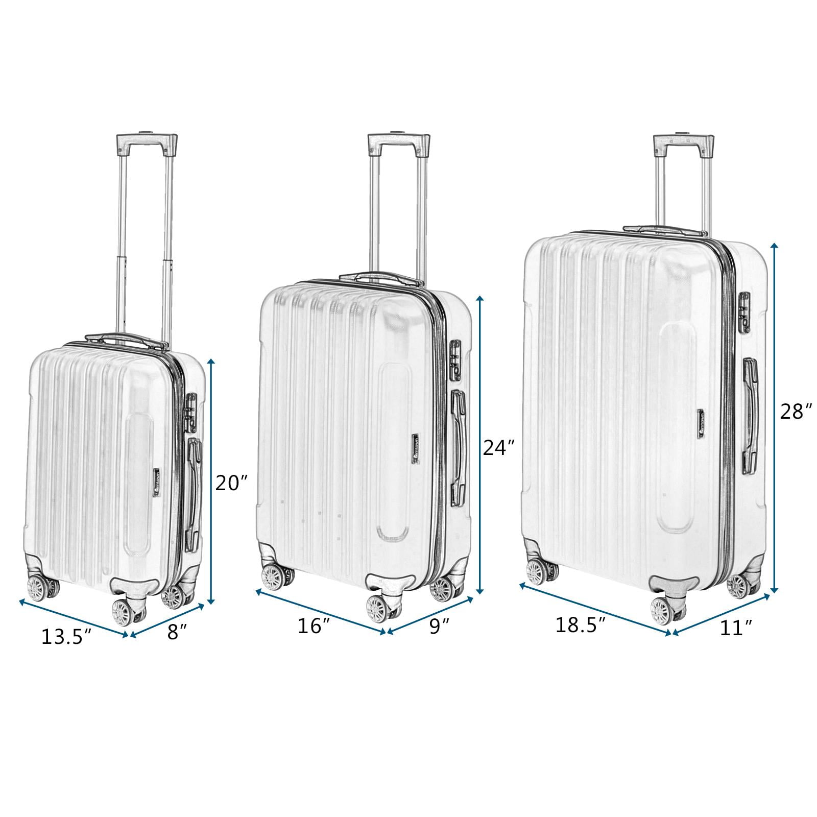 CO-Z Trolley Suitcases Set w/ TSA Locks Travelling Luggage Essential Pink 