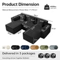 thumbnail image 4 of SEENYOO 105" Cloud Sectional Couch, U Shape 3-Seater Couch with 2 Ottomans, Boneless Corduroy Sofa for Living Room, Deep Seat, No Assembly Required, Black, 4 of 14