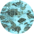 thumbnail image 1 of Ahgly Company Indoor Round Abstract Light Blue Modern Area Rugs, 6' Round, 1 of 4