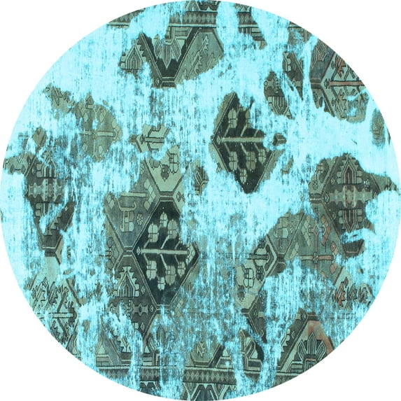 Ahgly Company Indoor Round Abstract Light Blue Modern Area Rugs, 6' Round