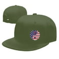 thumbnail image 7 of DouZhe Flat Brim Cap Snapback Hat, Yang Yin America Flag Prints Adjustable Green Adult Baseball Cap, 7 of 7