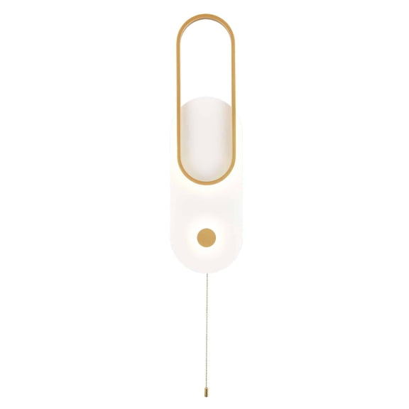Claxy White and Gold LED Wall Sconce with Pull Chain Switch