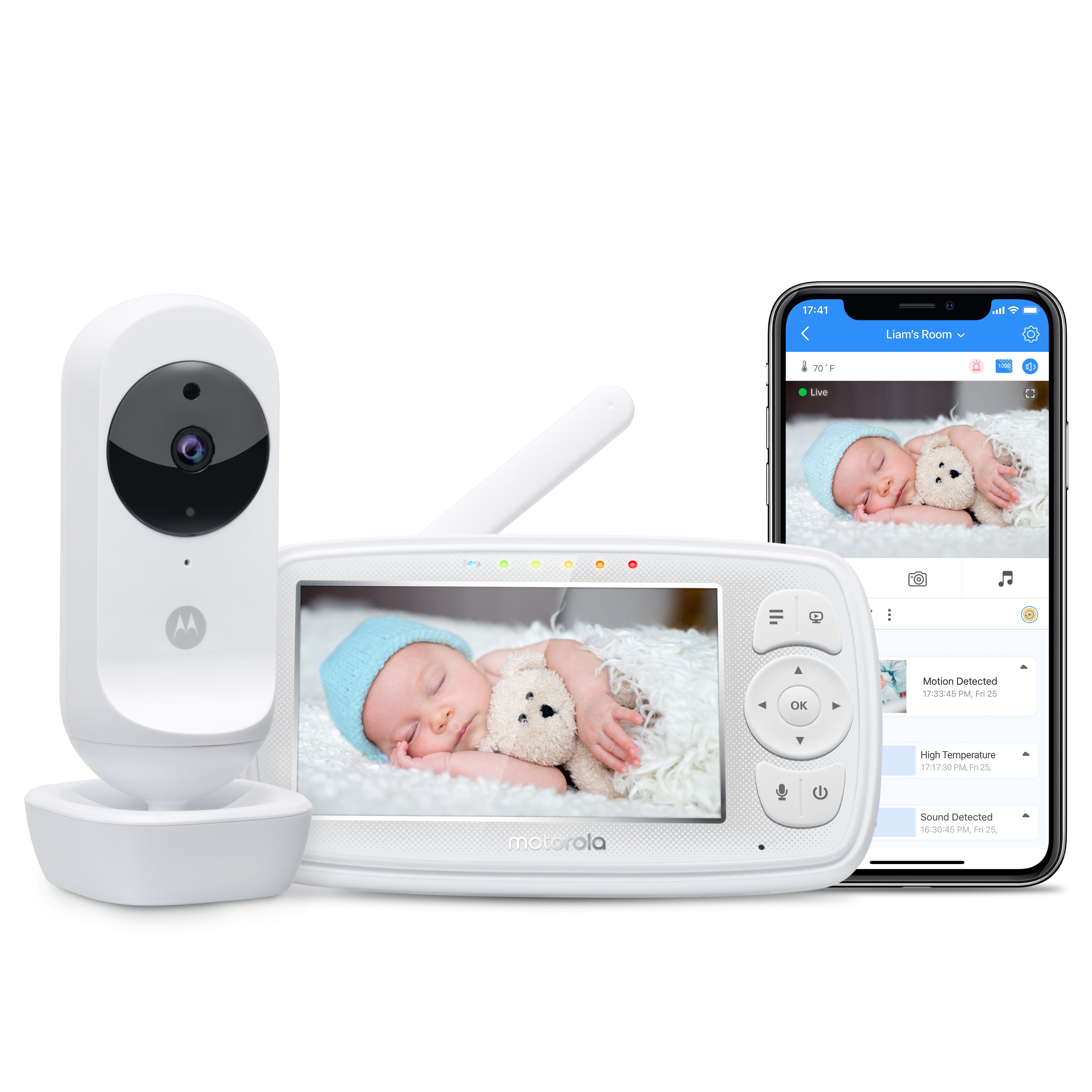 Babyphone ease 44 connect 2 en 1 wifi et video blanc Motorola