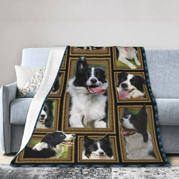Wijzvio Border Collie Throw Blanket Soft Fuzzy Fleece Blanket For Couch Bed Living Room Decoration 40"X30"