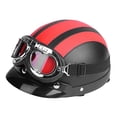 thumbnail image 2 of Universal motocicleta scooter cuero sintético cara abierta medio casco y visera gafas UV rojo Jadeshay  A, 2 of 8
