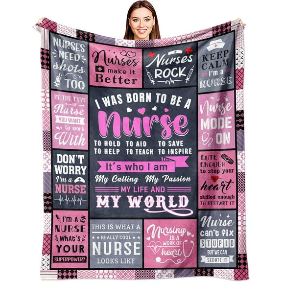 Nurse Gifts for Women, Nurses Week Gifts, Nurses Day Gifts, Gift for Nurse Female, Nurse Appreciation Gift, RN/LPN Nurse Practitioner Gift, School Nurse Gifts, Nursing Student Gift Blanket 60" x 50"