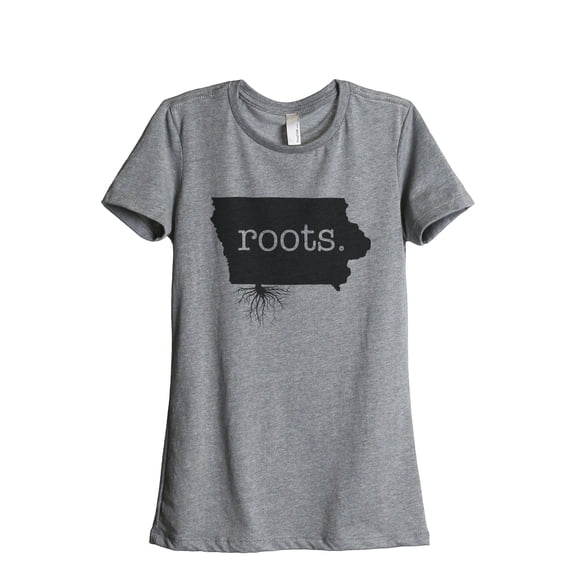 Thread Tank Home Roots State Iowa IA Women's Relaxed Crewneck T-Shirt Tee Heather Grey Small