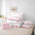 thumbnail image 4 of Erosebridal Pink Bowknot Bedding Sets Twin Size, Cute Princess Comforter Sets with Sheets, Bow Tie Decor, Reversible 7-Piece, 4 of 5