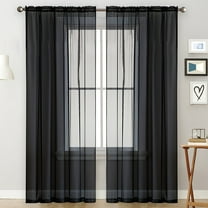Joqmia Sheer Curtains 2 Panels Set, Sheer White Curtains Light Filtering Rod Pocket Window Sheer Curtain Panels, Elegant Curtains & Drapes for Bedroom(Black, 40" W x 99" L)