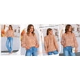 thumbnail image 4 of FreshPretty Womens V Neck Floral Long Sleeve Tops Summer Casual Loose Puff Sleeve Chiffon Boho Work Blouse Dressy T Shirts, 4 of 7
