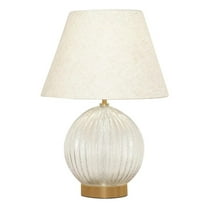 Tranquil Glow Serenity Round Ribbed Glass&Metal Brass Table Lamp