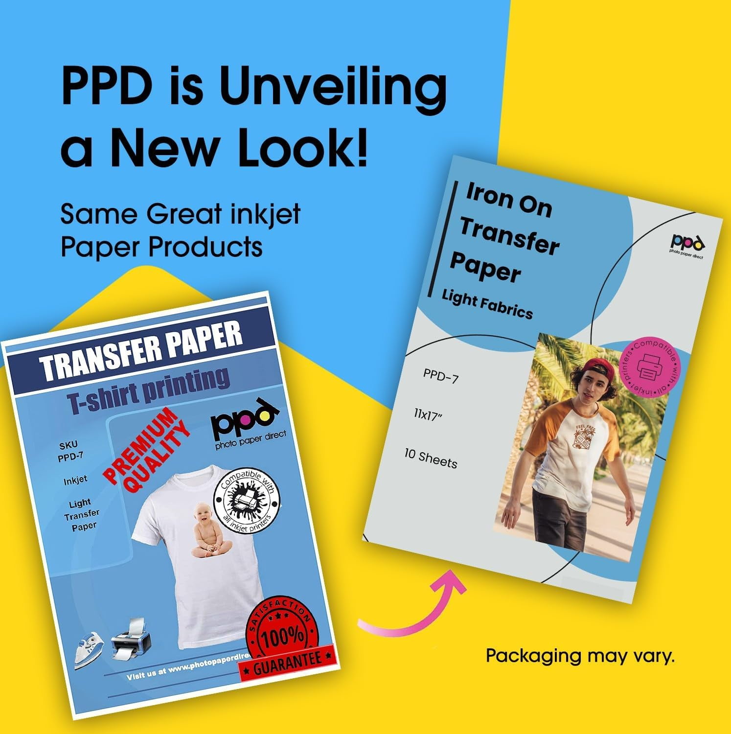 PPD 10 Sheets 11x17" - Inkjet Iron-on Heat Transfer Paper for White & Light Fabric and T-Shirts - Premium - PPD-7-10