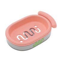 Unique Bargains 1 Pc Soap Dish Solid Color Soap Holder for Bathroom Pink