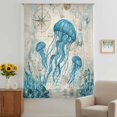 thumbnail image 2 of Teal Jellyfish Coastal Sheer Curtains 72 Inches Long, Vintage Summer Beach Nautical Light Filering Curtains, Breathable Simi Curtain Privacy Drapes for Living Room Bedroom Window Treatment, 2 of 9