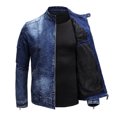 thumbnail image 3 of KaLI_store Denim Jacket for Man Men's Solid Color Loose Autumn Winter Button Vintage Denim Jacket Tops Blouse Coat Blue,4XL, 3 of 5