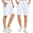 thumbnail image 2 of QPNGRP Men's Workout Stretch Shorts Casual Drawstring Elastic Zipper Pockets White 30, 2 of 8