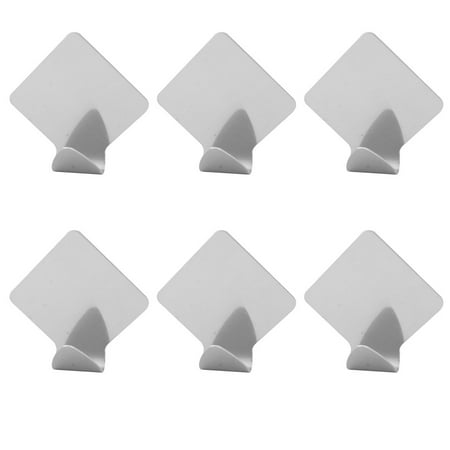 Apartment Stainless Steel Door Wall Sticky Bag Key Coat Holder Hanger Hook 6pcs