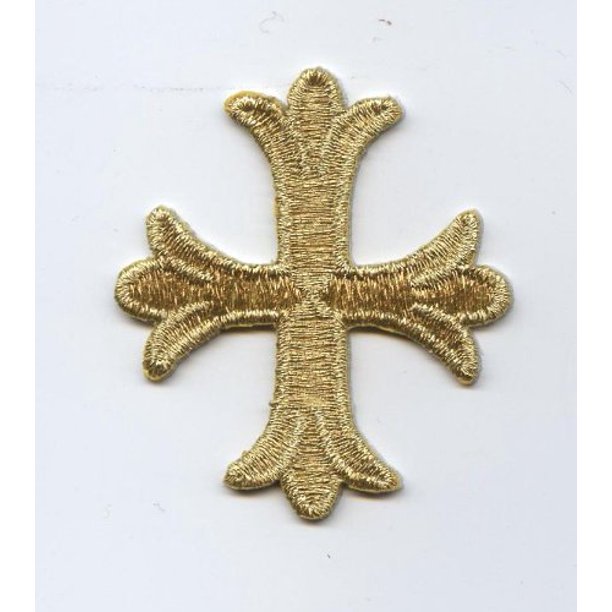 Patonce Cross Metallic Gold Christian/Religious Iron on