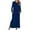 Blue, variant on Mikilon Women's Long Sleeve Nightgown Solid Color V-Neck Dress with Pocket Side Slit Sleepwear Dress