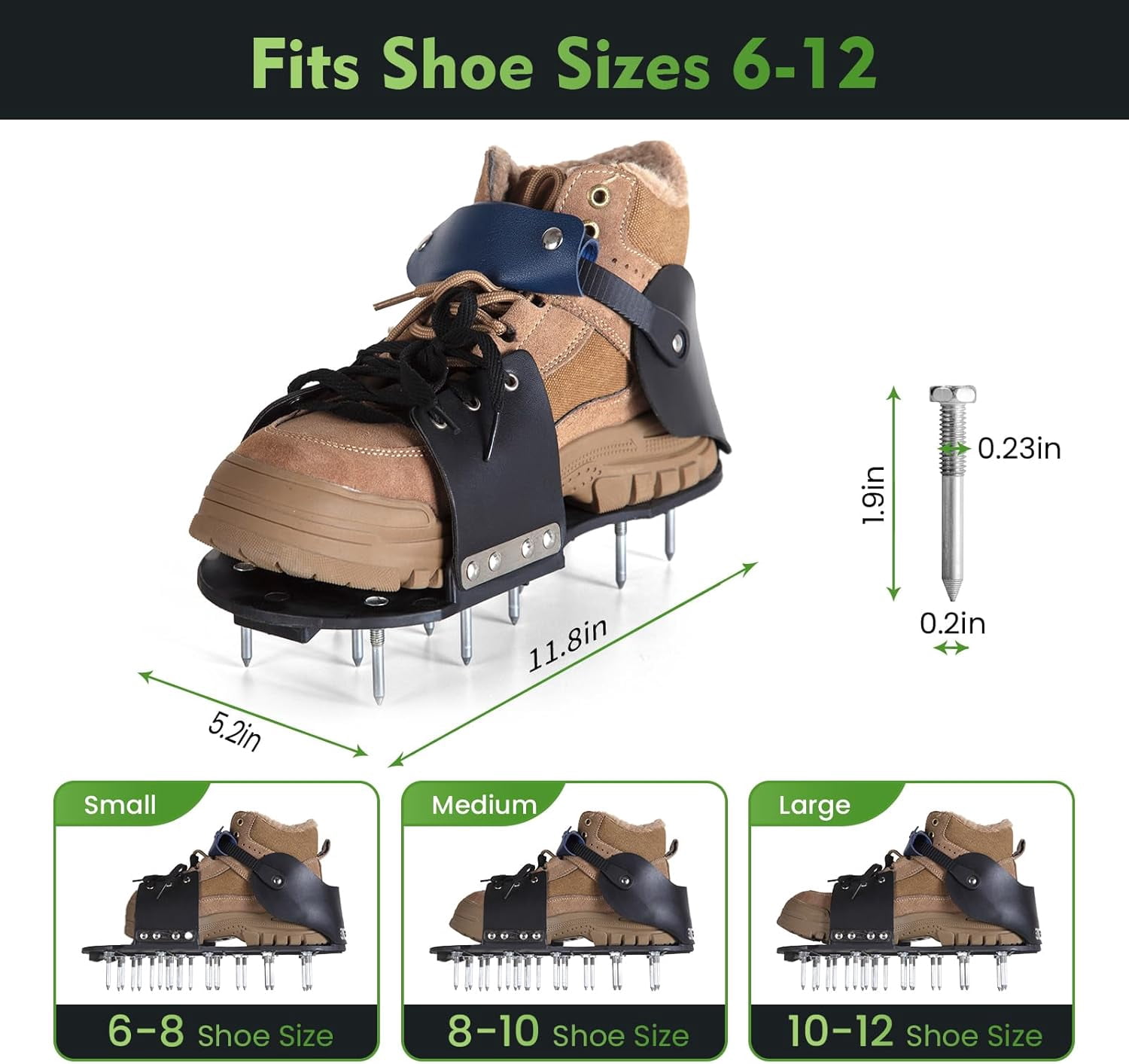 Aerator Shoes, Lawn Shoes for grass with Foot Protection ,Aeration Adjustable Strap, Pre-Assembled Aerating Lawns, Gardens, and Courtyards (Black&Dark Blue)