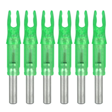 12PCS Set LED Lighted Archery Arrow Shooting Hunting 6.2mm Nocks Tail Green