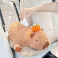 thumbnail image 2 of Caja de pañuelos de peluche 2 en 1 para coche, bonita caja de pañuelos elástica con forma de capibara de dibujos animados, accesorio para el interior del coche, 2 of 4