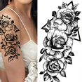 thumbnail image 1 of Pegatinas de tatuajes temporales de flor de Rosa, tatuajes de flor para cuerpo, pierna, brazos, cuello, espalda, piel de flor extraíble, 1 of 4