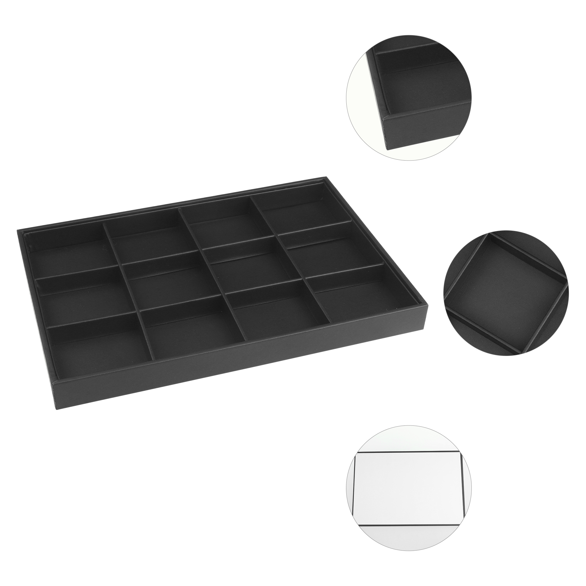 Unique Bargains Jewelry Organizer Trays with Removable Dividers for Drawers Storage Black-12 Grid Tray