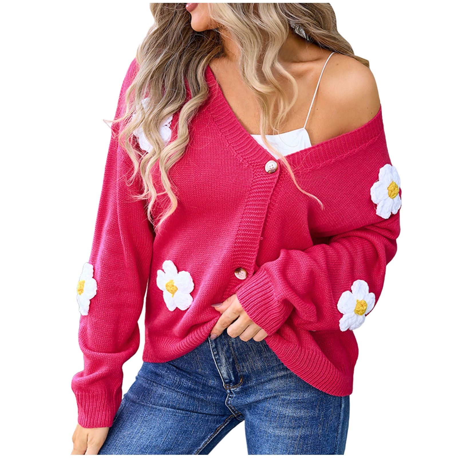 NANQUAN Baby-Strickjacke Mit Stickblume – Warme Cardigan Für Winter & Frühling, Größe 4-5T